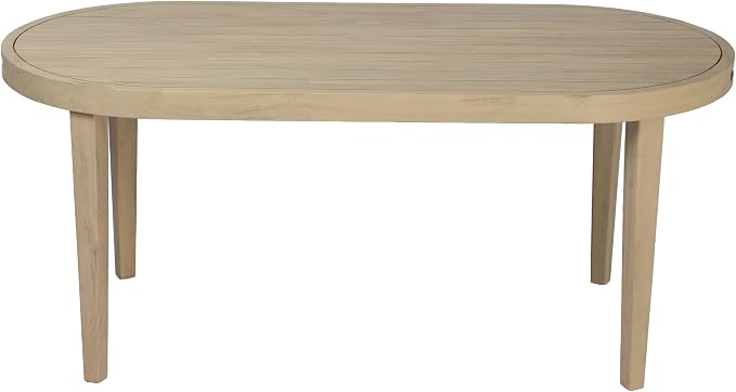 Christopher Knight Home Domac Acacia Wood Dining Table Set for 6, Solid Wood Outdoor Dining Set for 6, Oval Patio Dining Table and Chair Set with Cushion & Rope Accent, Cream Beige+Grey+Light Teak