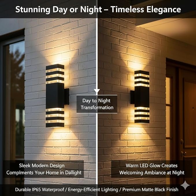 10Pack 15inch LED Square Up & Down Wall Lights,14W Outdoor Wall Light 4000K Day White Aluminum Body Waterproof IP65 LED Exterior Light Fixtures Wall Mount for House Patio Garage Garden.