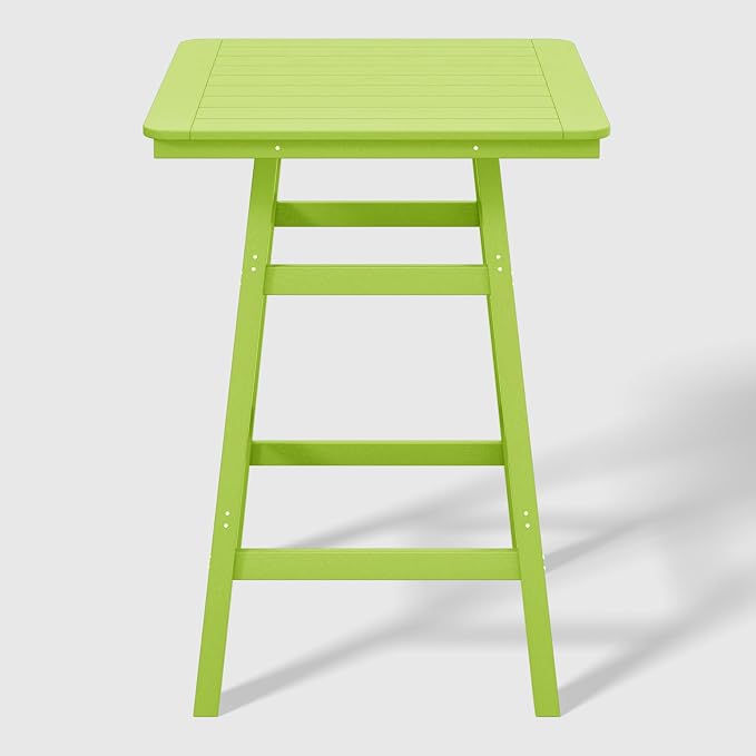 WestinTrends Malibu Square Outdoor Patio Bistro Bar Table with Umbrella Hole 42" Tall, Lime