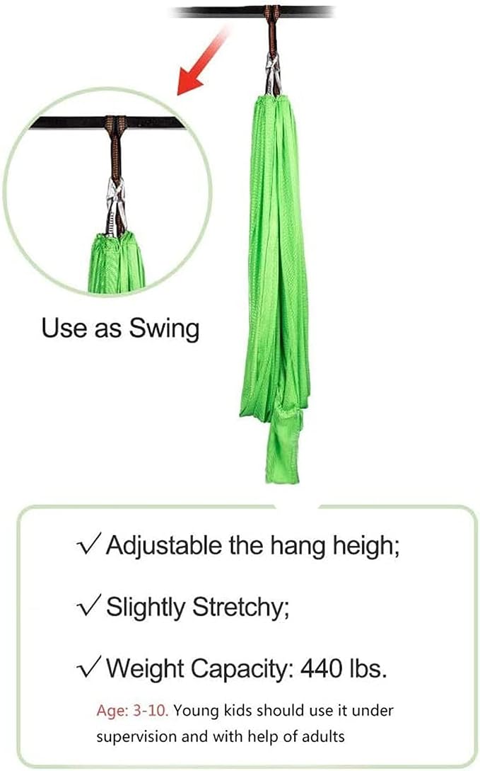 Physical Sensory Swing Chair for Bedroom，Breathable Snuggle Hammock Set Indoor Outdoor Kids Toys Play for Autism ADHD Vestibular System Exercise (Color : Fruit Green, Size : 100x280cm/39x110in)