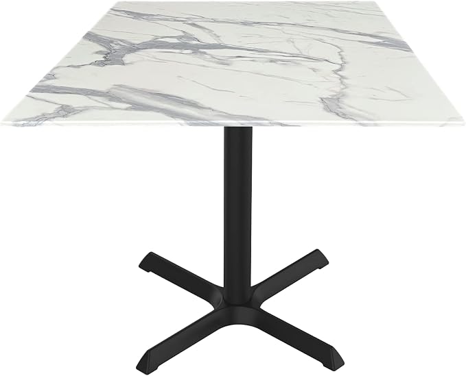HBS 30" Tall OD211 Indoor/Outdoor All-Season Table with 36" x 36" Square White Marble Top