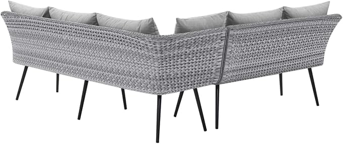 Endeavor Outdoor Patio Wicker Rattan Outdoor Patio Wicker Rattan Seating Set in Gray Gray
