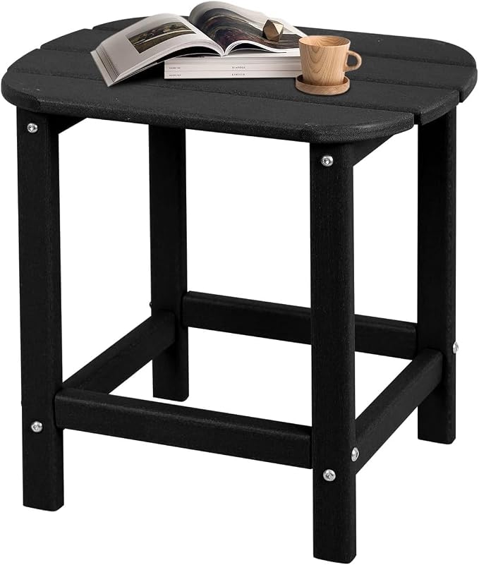 Adirondack Square Outdoor Side Table,2-Tier Storage Patio Side Table with Weatherproof HDPE Material Low