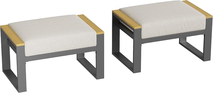 Metal Patio Ottoman Set of 2 Part of Conversation Sets