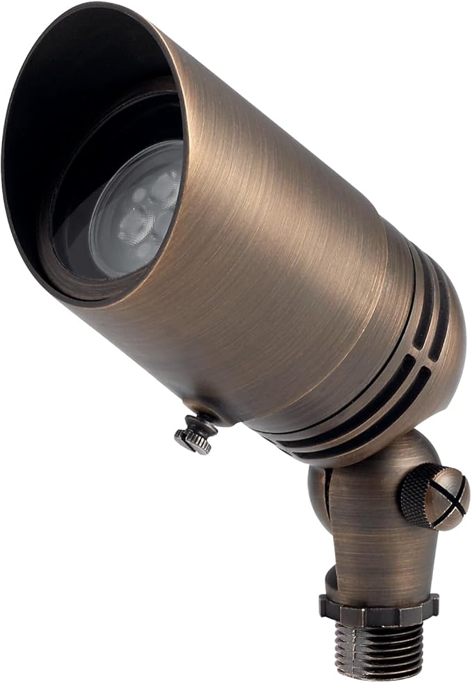 Kichler 12V MR-16 Adjustable Cowl Brass Accent Light in Centennial Brass, Directional Landscape Light Fixture, 15485CBR, (2.5" W x 2.5" H x 6" L)
