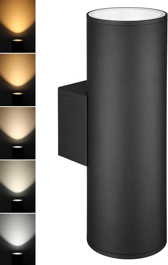 LEONLITE 22 Inch 5CCT LED Cylinder Up Down Wall Light Outdoor | 100V-277V, Dimmable, for Residential & Commercial Use, Waterproof, Wall Sconce, Aluminum, ETL Listed