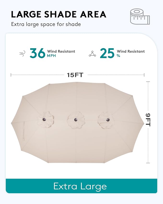 SERWALL 10-Piece Patio Dining Sets with 15FT Patio Umbrella, White | 60" - 83" Expandable Outdoor Dining Table and 8 HDPE Chairs, All Weather HDPE Outdoor Furniture Set
