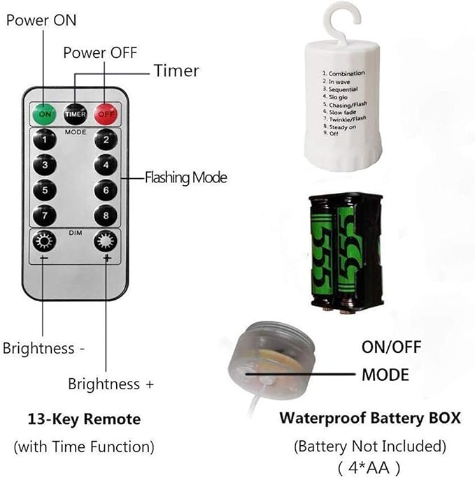 SHUKAN 220 LED Firefly Bunch Lights Battery Operated, 8 Flashing Modes Waterproof Copper Wire Waterfall Lights, Remote Controlled Timer and Hooks, Fairy Lights for Indoor Outdoor Decor (Warm White)
