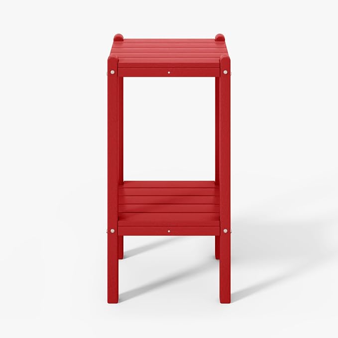 WestinTrends Malibu 36" Outdoor Adirondack HDPE 2-Tier Patio Side Table, Red