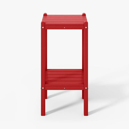 WestinTrends Malibu 36" Outdoor Adirondack HDPE 2-Tier Patio Side Table, Red