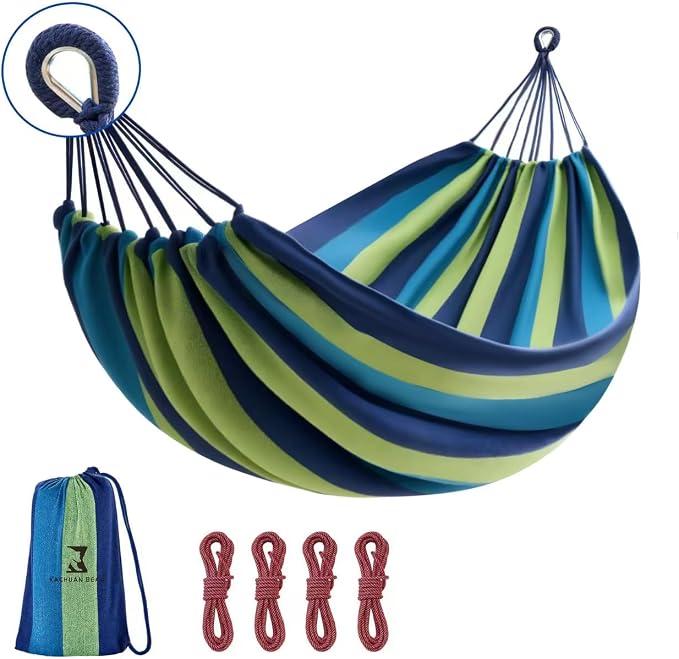 Camping Hammock Comfortable Fabric Hammocks with Tree Straps for Travel Patio Garden, Hanging Sturdy Indoor/Outdoor Hammock Up to 660lbs Portable Hammocks with Travel Bag