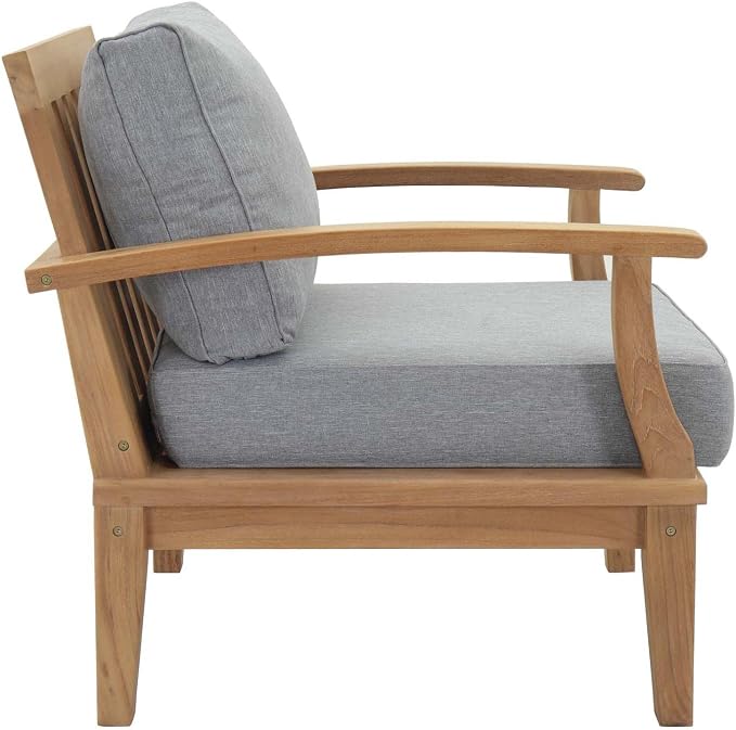 Modway EEI-1480-NAT-GRY-SET Marina Premium Grade A Teak Wood Outdoor Patio Furniture Set, 10 Piece, Natural Gray