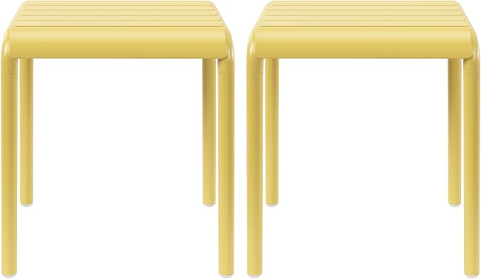 WestinTrends Playa Plastic Modern Outdoor Patio Accent Side Tables (Set of 2), Yellow