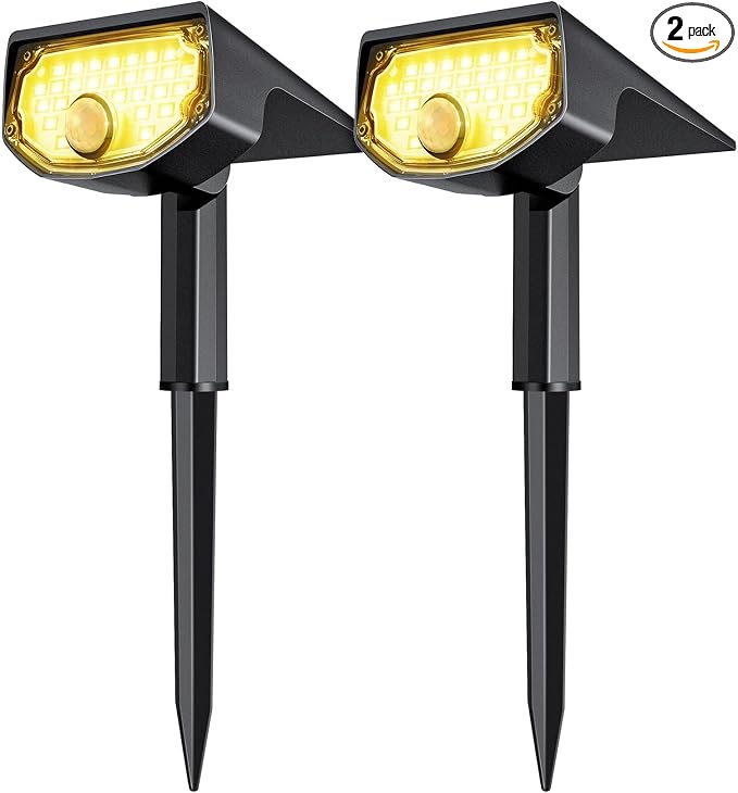 AloftSun Solar Motion Sensor Outdoor Lights,Waterproof Motion Sensor Spot Lights- 30 LED/3 Modes Solar Powered Spotlights,Landscape Lighting for Yard and Garden,Warm White,2 Pack