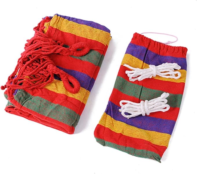 Double Thickened Canvas Swing Hammock with Two Binding Ropes and Carry Bag Lightweight Outdoor Camping Sleeping Bed for Two Red Fashion Canvas Hammock for Travel and Backyard