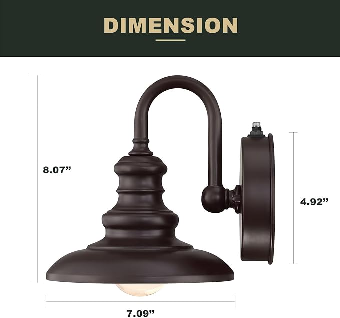 Dusk to Dawn Sensor Outdoor Gooseneck Barn Light Fixture Brown | Exterior Wall Sconce Lighting Modern Outside Porch Lantern Waterproof Farmhouse Wall Mount Lamp for House Garage Patio
