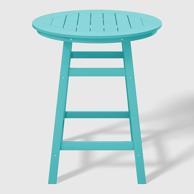 WestinTrends Outdoor 35" HDPE Round Patio Counter Height Bar Table, Turquoise