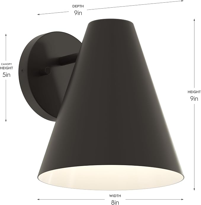 Progress Lighting Mik 18 Inch 1-Light Outdoor Wall Light, Modern Industrial Exterior Light, Antique Bronze Tapered Cone (18 in. H x 10 in. W x 12 in. Dia), P560409-020