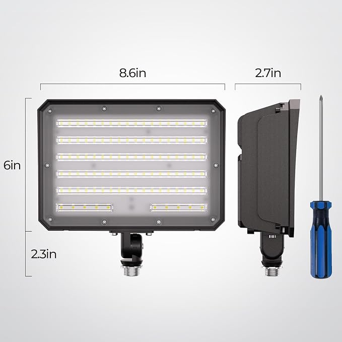 CINOTON 100W 14000LM LED Flood Lights Outdoor, 5000K, ETL Listed, 2 Pack | IP65 Waterproof Exterior Security Wall Pack with 180°Knuckle, 100-277V Outside Aluminum Fixture for Warehouse Porch Garage