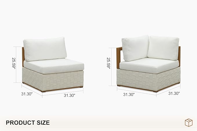 PURPLE LEAF Patio Outdoor Furniture Set 8 Pieces, Premium Leather Outdoor Couch Sectional Sofa, Open-End Patio Conversation Sets with Olefin Cushions, Patio Couch for Porch, Balcony, Garden, White