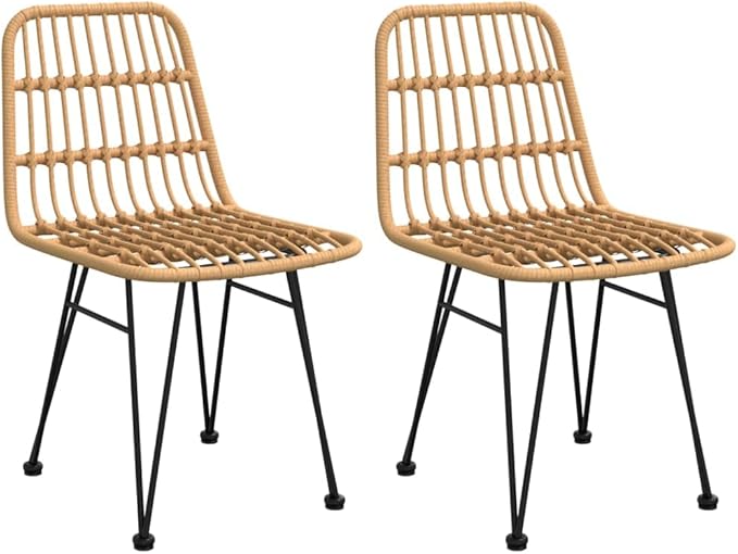 3 Piece Patio Dining Set, Poly Rattan Bistro Furniture for Garden, Balcony and Backyard, Includes Tempered Glass Table and 2 Comfortable Chairs