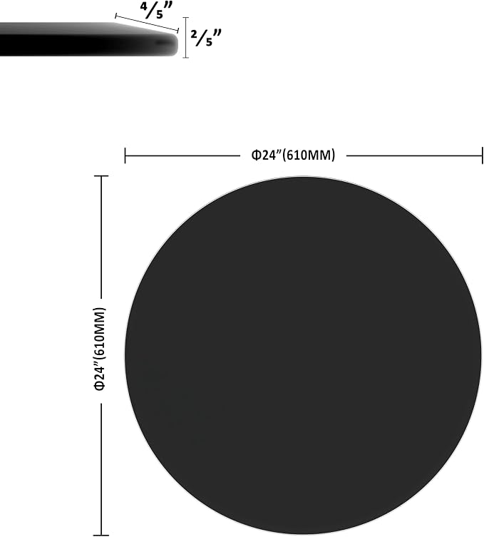 Tempered Glass Table Top Round Black Table Surface 3/8'' Thick Beveled Edge Multipurpose for Dining, Coffee, Restaurant and End Table (3/8" Thick - Beveled Edge, 24 inch-Black)