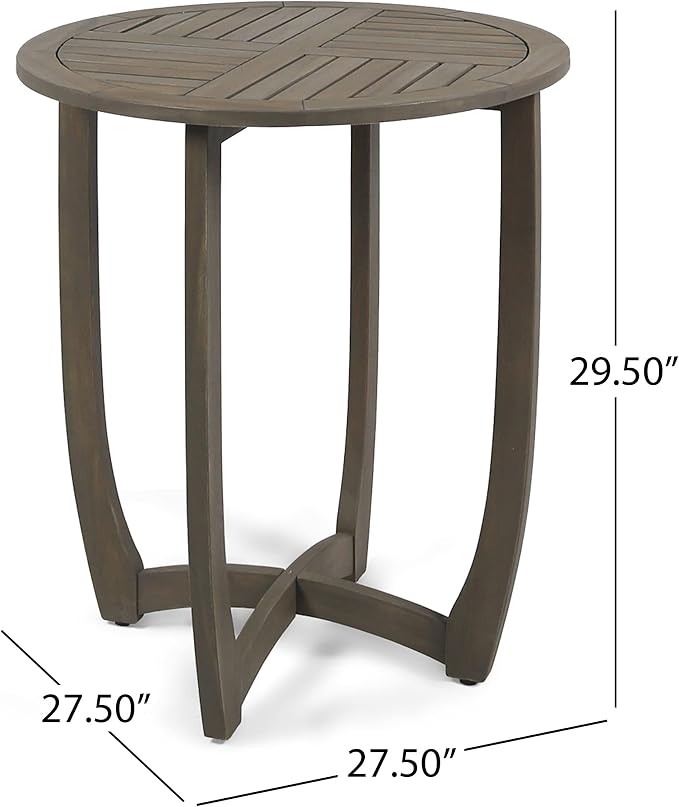 Patio Dining Table, Round Acacia Wood, Grey