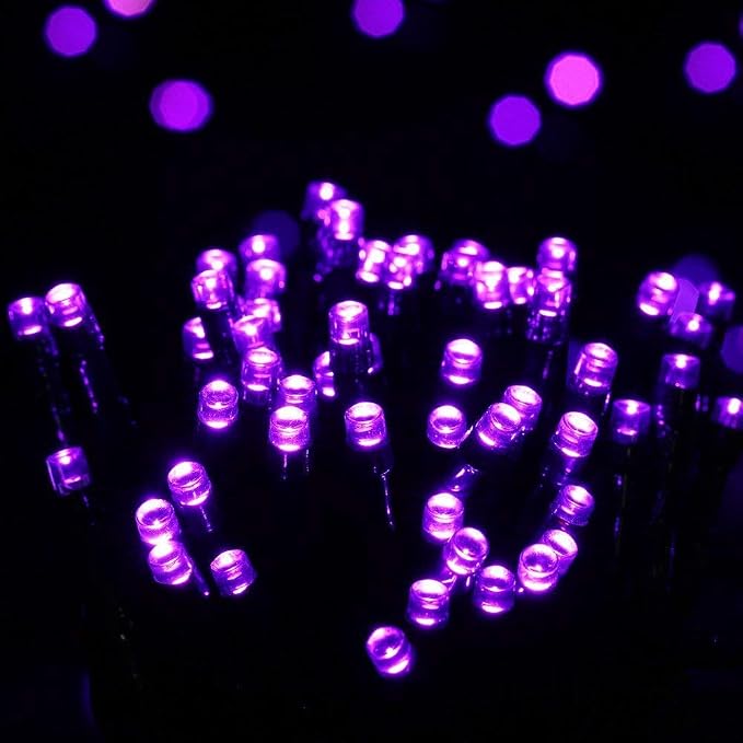 Toodour Solar Christmas Lights Outdoor, 2 Packs Total 144ft 400 LED Solar String Lights with 8 Mode, Outdoor Christmas String Light for Garden, Patio, Fence, Balcony, Xmas Tree Decor - Purple