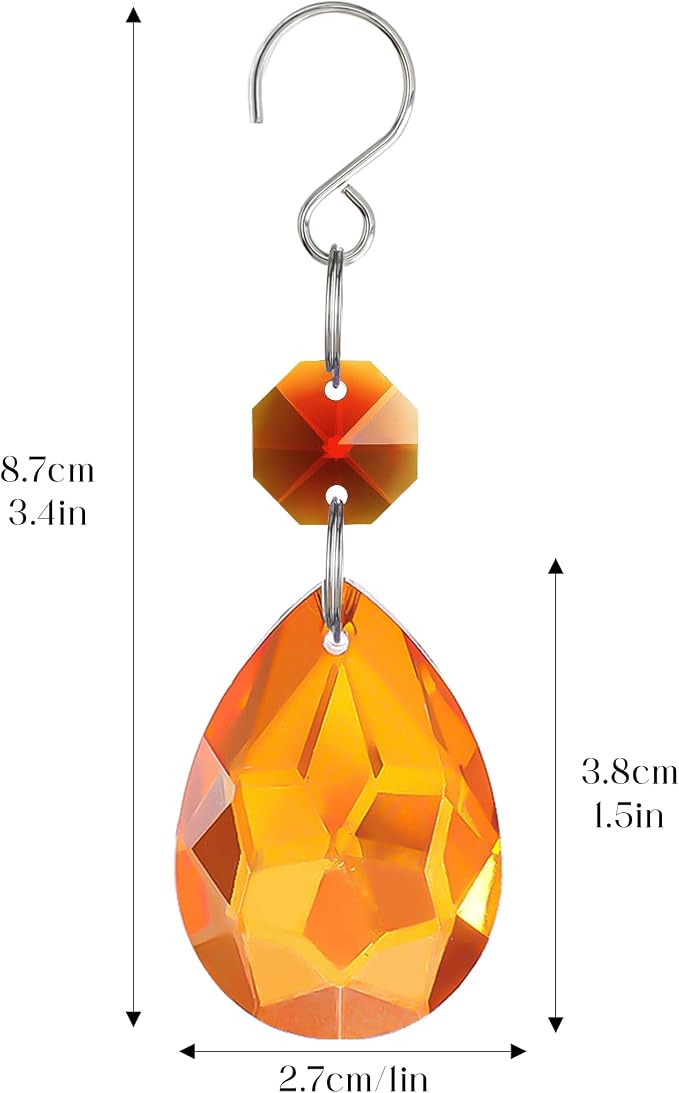 10 Pcs Amber Crystal Bauhinia Suncatcher Prisms Chandelier Window Decor | Amber Crystal Bauhinia Suncatcher Pendants 3 Inch Chandelier Beads Hanging Sun Catcher for Window Garden Wedding Decor