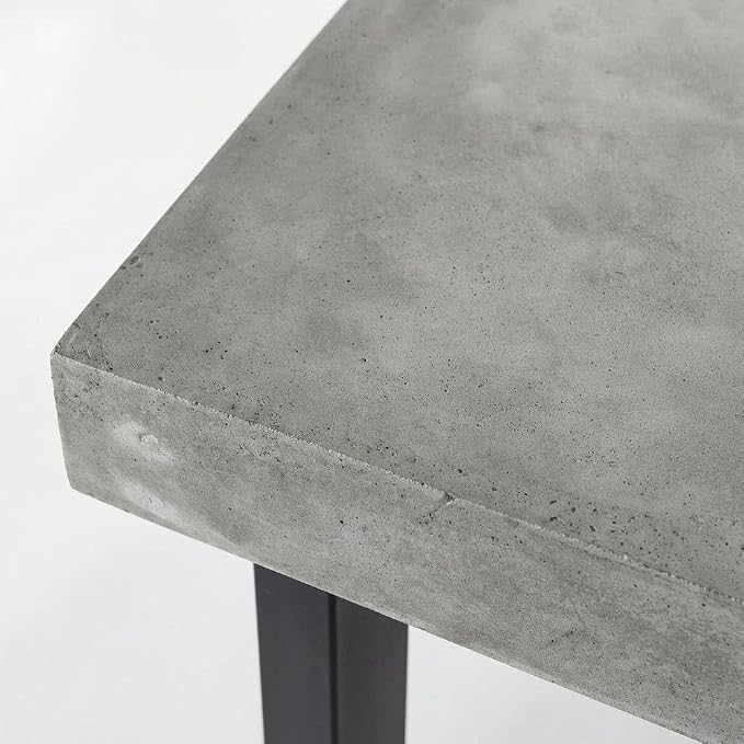 Outdoor EscapeGray Cement Top Outdoor Dining Table for Six, Concrete Surface, Modern Design, Weather-Resistant, Garden and Backyard Use