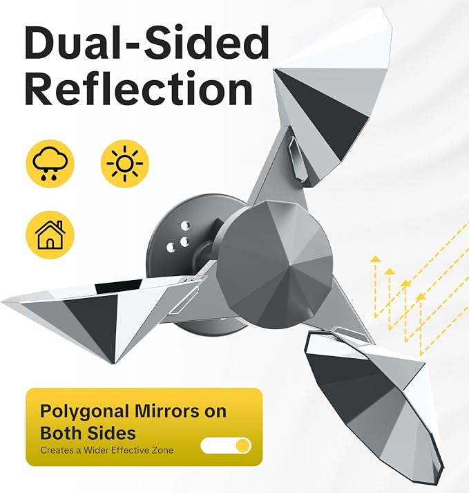 OFFO 2 PCS Bird Scare Reflective Device, Bird Reflector with Plastic Base for Outside, Keep Pigeon Woodpeckers and Sparrows Away for Outdoor Boats Roofs Gardens
