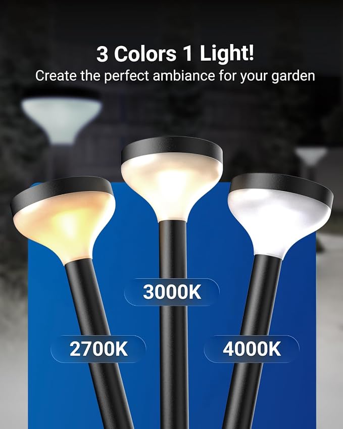 Sunco 6 Pack Round Solar Pathway Lights Outdoor, Dimmable, 2CCT | Bright 120 Lumens, 2700K/4000K, Backyard Landscape Lighting, for Walkways, for Garden Accents, Driveways