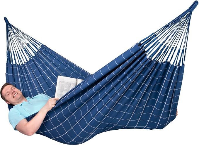 LA SIESTA Brisa Double Outdoor Hammock — Colombian-Made Polypropylene, UV & Weather Resistant, for Backyard & Patio - Marine