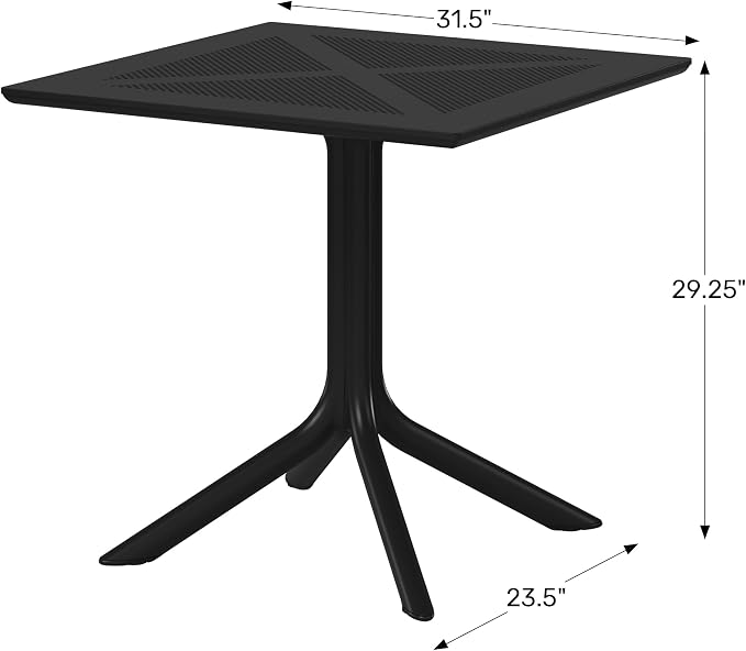 WestinTrends Playa 31.5" Square Plastic Outdoor Patio Dining Table for 4, Olive Green