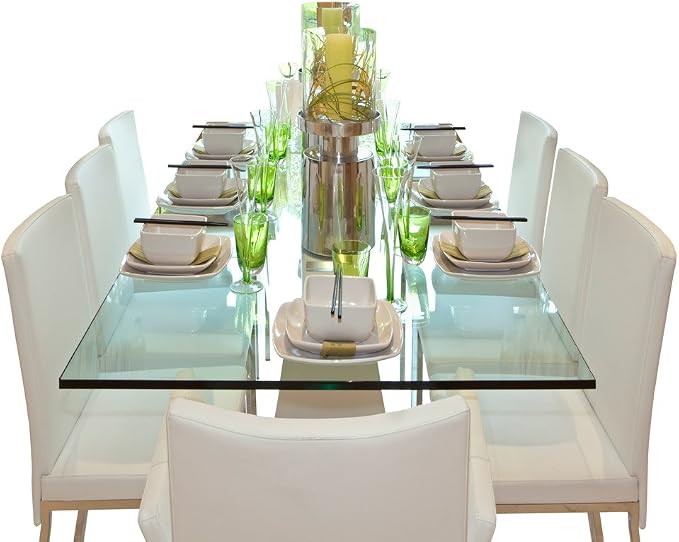 Dulles Glass 36X48 inch Rectangular Glass Table Top - Tempered - 1/4" Thick Glass Surface, Safe Flat Polished, Eased Corners, Multipurpose for Dining, Patio, Coffee and End Table