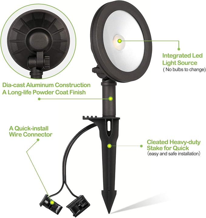 hykolity Low Voltage LED Landscape Wall Wash Light, 12V Outdoor Spotlight | Die-Cast Aluminum, Waterproof Pathway Lights, 7.4W 430LM, Black Outdoor Landscape Lighting for Tree, Building, 6 Pack