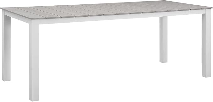Lexmod Maine 9 Piece Outdoor Patio Dining Set in White Light Gray