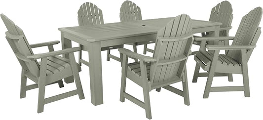 Highwood Hamilton Adirondack 7pc Dining Set, 84" x 42", Dining Height, Eucalyptus