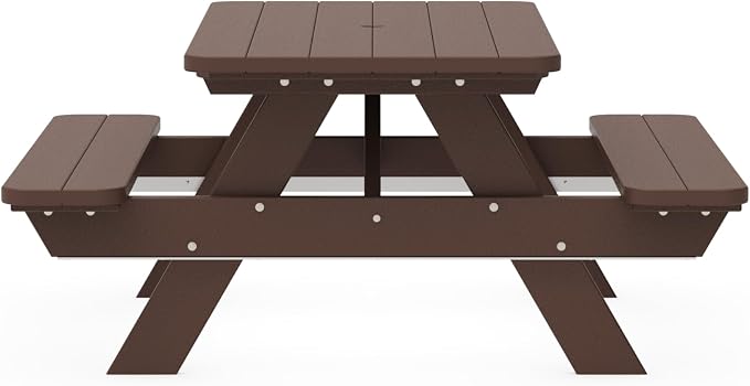 POLYWOOD PT172MA Park 72" Picnic Table, Mahogany