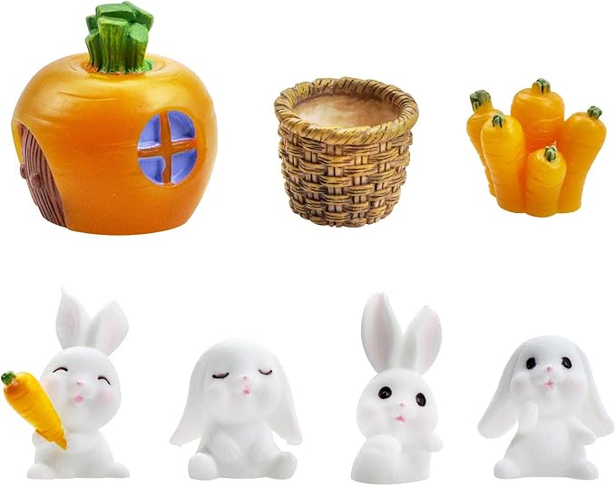 Easter Decoration Rabbit Miniature Fairy Garden Decoration Accessories Sculptures Statues,Yard Garden Decor for Outside Gnomes Outdoor Decor for Patio Zen