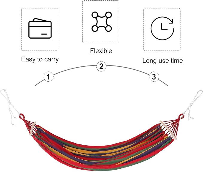 Balacoo Extra Large Outdoor Camping Hammock with Load Capacity Anti-tip Canvas Hammock for Travel Beach Garden and Backyard Relaxation