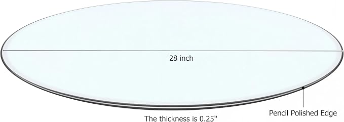 28" Tempered Glass Table Top Round Transparent Table Surface 1/4'' Thick Pencil Polished Edge Multipurpose for Dining, Coffee, Restaurant and End Table (28 inch)