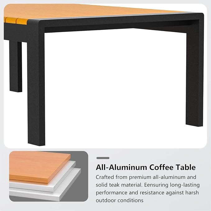 Aluminum Outdoor Patio Coffee Table for Deck and Poolside
