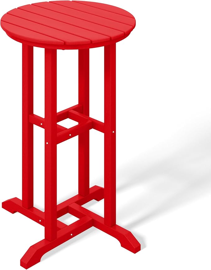 Costaelm Outdoor Bar Table, 37" Counter Height Round Patio Cocktail Bar Table, Patio Bar Table Bistro Dining Table Pub Table for Front Porch Deck, Backyard, Garden, Red