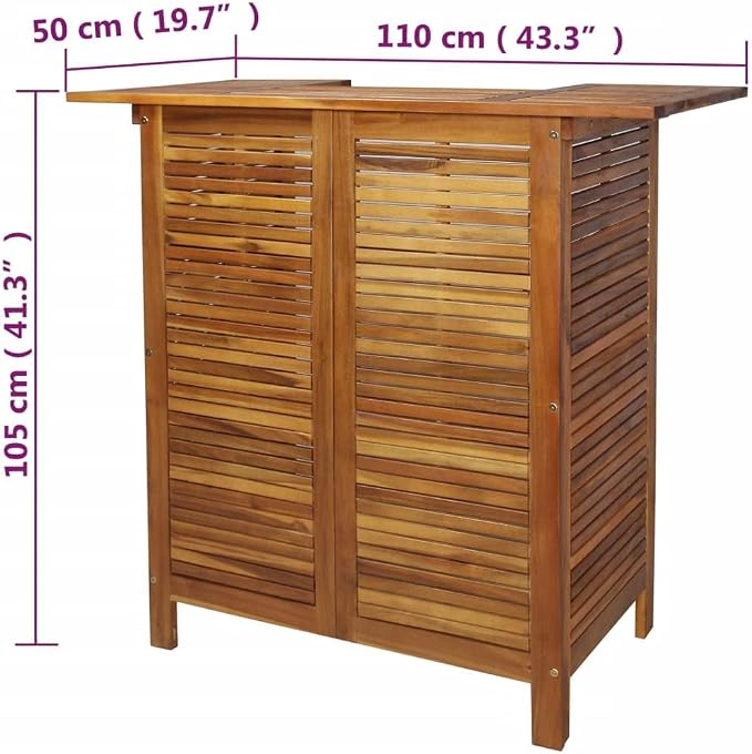 vidaXL Bar Table, Outdoor Pub Table, Bistro Table, Counter Height Table for Balcony Porch Garden Deck Backyard, Farmhouse, Solid Acacia Wood