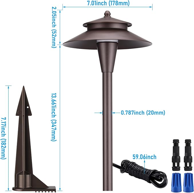 LEONLITE 6-Pack 5CCT Low Voltage LED Pathway Lights, Double Layer Head | 12-24V AC/DC, IP65, Landscape Path Lights, for Walkway Yard Garden, 1800/2700/3000/4000/5000K, Oil Rubbed Bronze, Aluminum