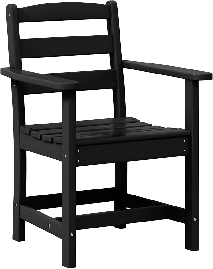 WestinTrends Ashore Outdoor HDPE Patio Classic Dining Arm Chair, Black