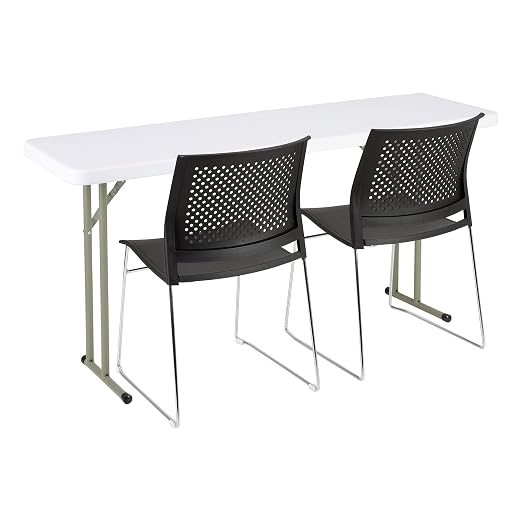 Norwood Commercial Furniture 5' Indoor/Outdoor Folding Training Table, Rectangular Blow-Molded Plastic Folding Training and Event Table, White