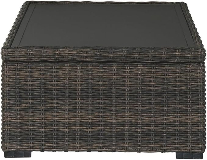 Afuera Living Outdoor Wicker Patio Coffee Table, 48 x 30 in, Brown Resin Wicker, Aluminum Frame and Tabletop, All-Weather Design, Lower Shelf, Rustproof Finish, Perfect for Patio or Outdoor Seating