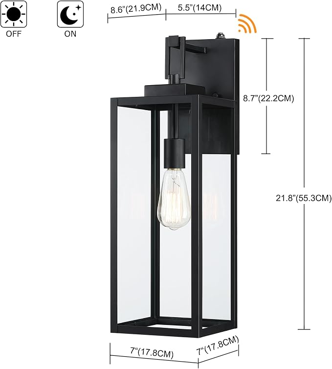 2 Pack 22 Inch Dusk to Dawn Wall Light,22” Dusk to Dawn Outdoor Light Fixture Large Size Outdoor Wall Lantern Sconce Outdoor Porch Light with Photocell Sensor